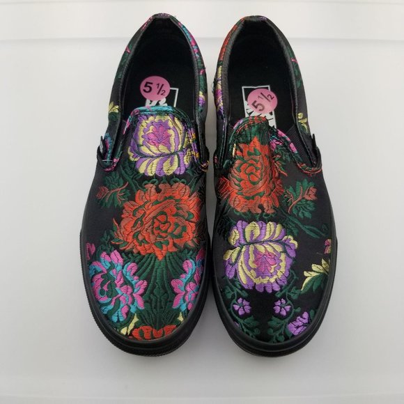 Vans Festival Satin Floral Slip on Black